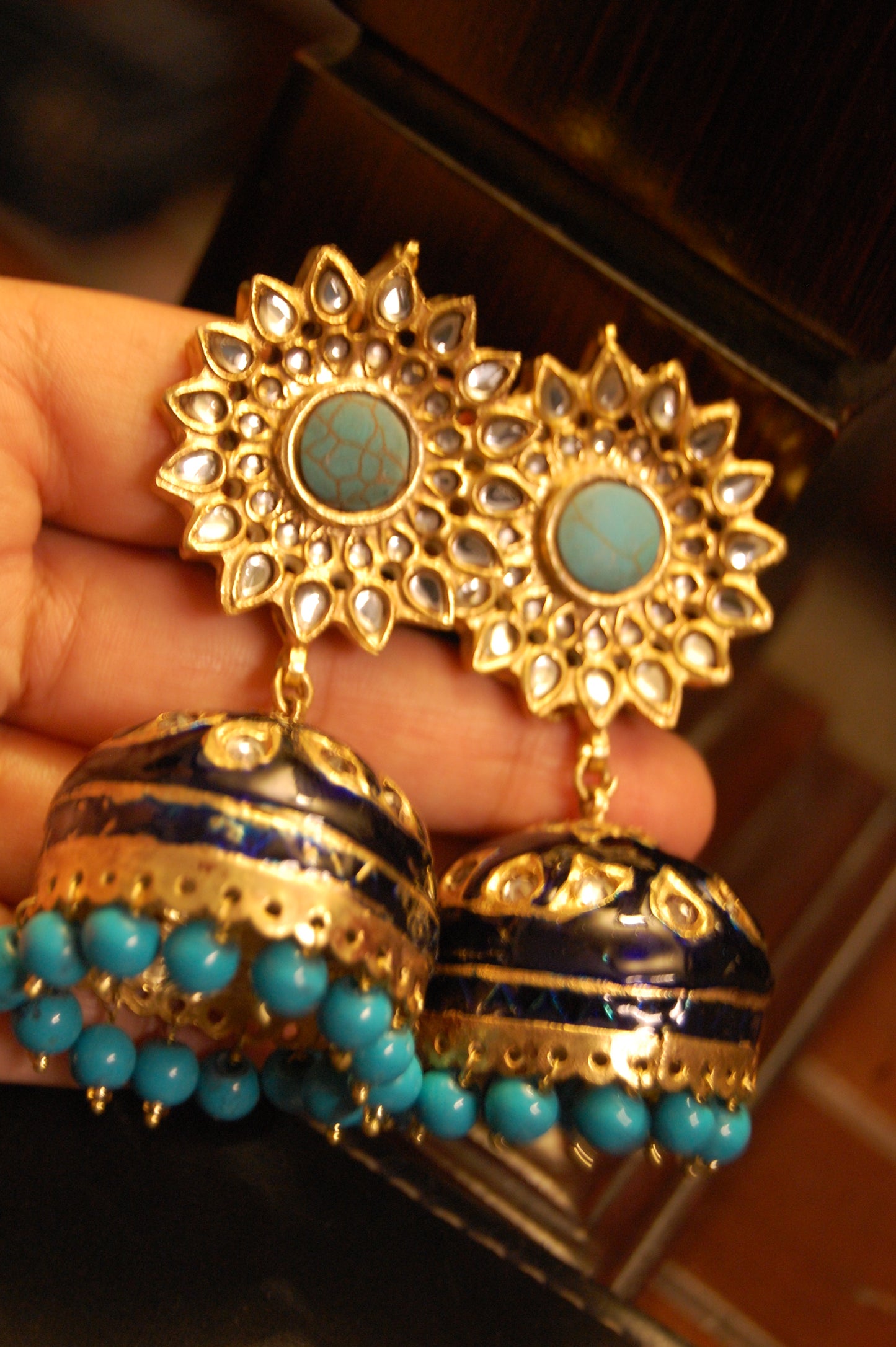 BLUE MEENA & FEROZA KUNDAN JHUMKAS