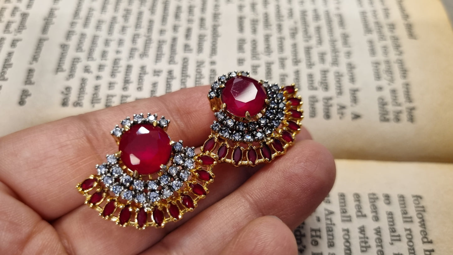 RED & ZIRCON EARRINGS