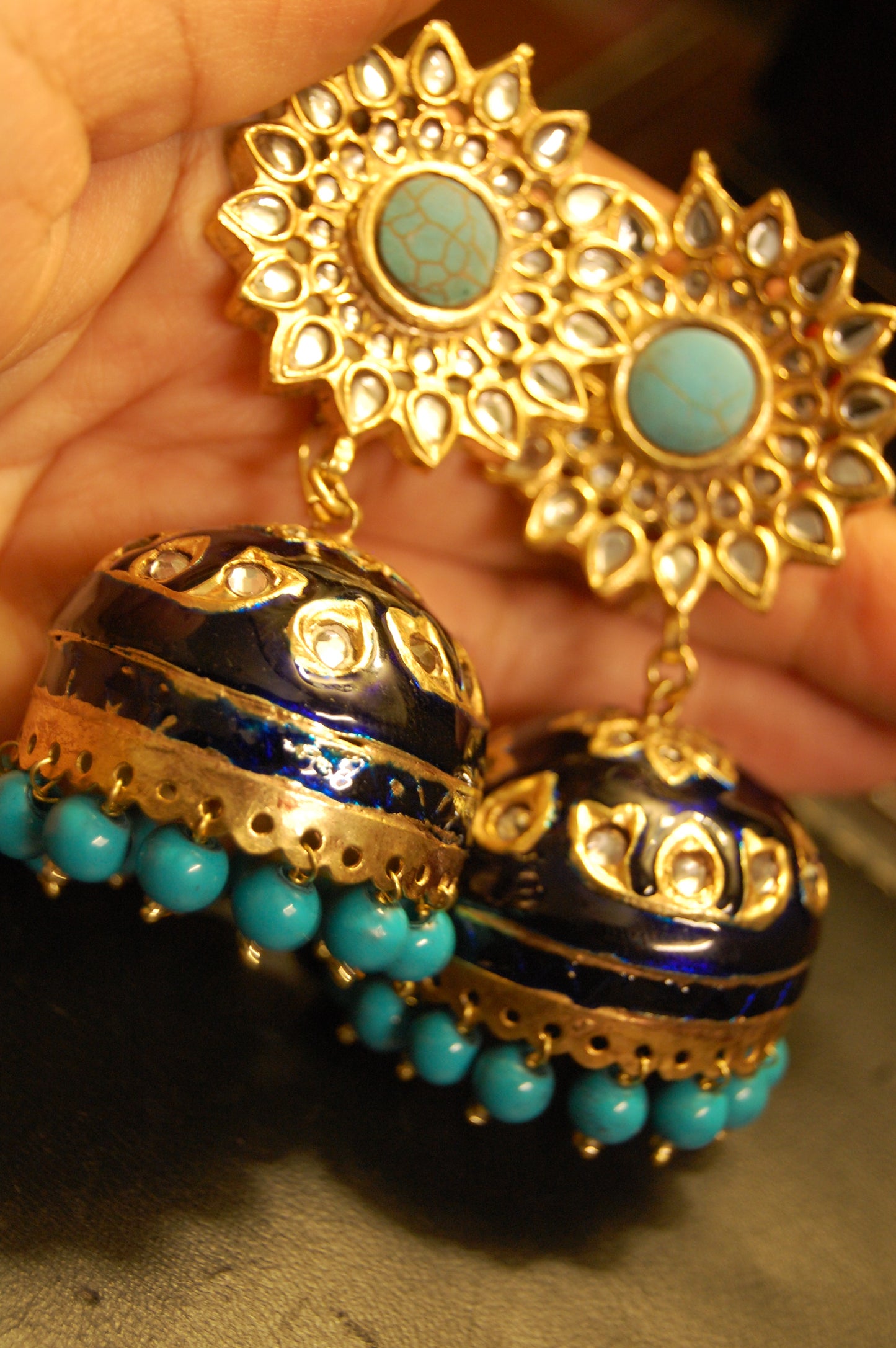 BLUE MEENA & FEROZA KUNDAN JHUMKAS