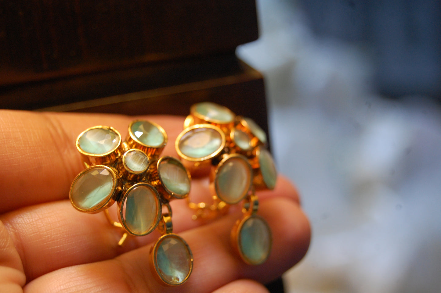 JADE GREEN FLORAL EARRINGS