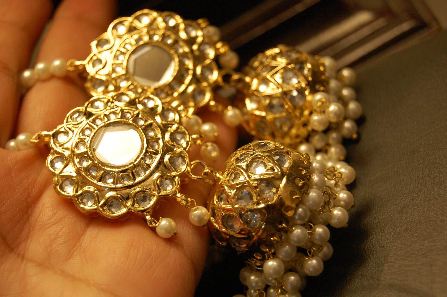 TRADITIONAL GREEN & KUNDAN JHUMKAS