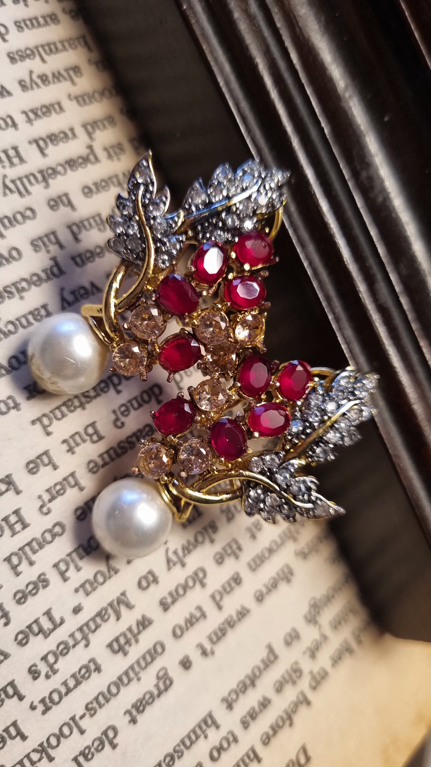 RUBY RED & ZIRCON EARRINGS