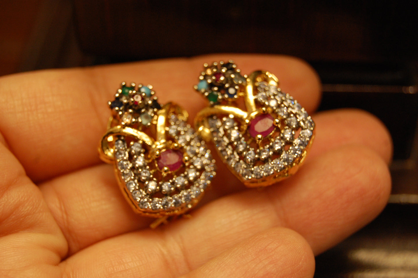 RED MULTI ZIRCON EARRINGS