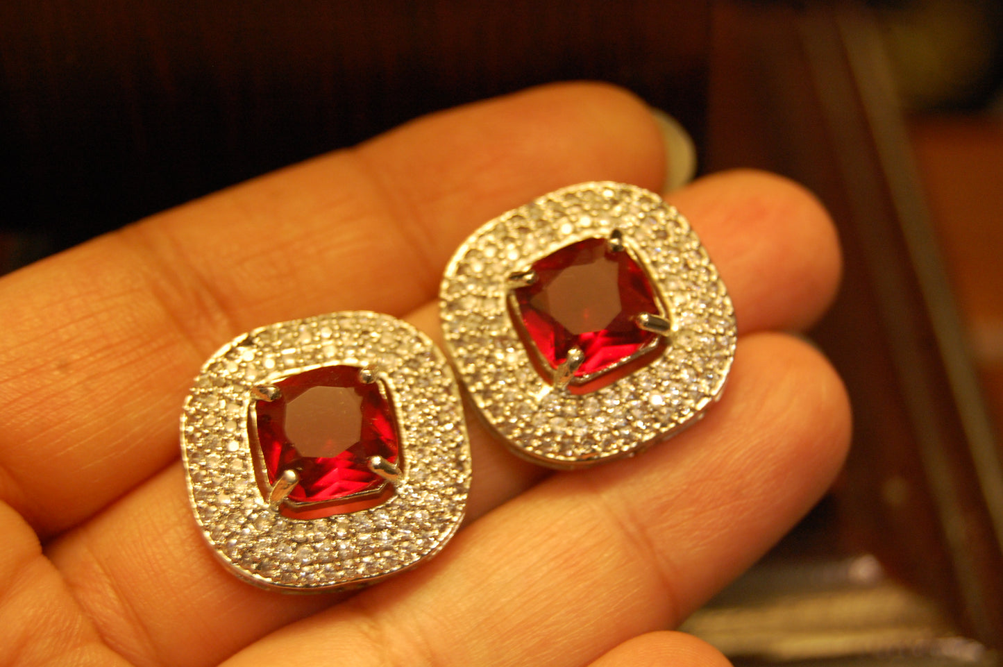 RED & ZIRCON EARRINGS