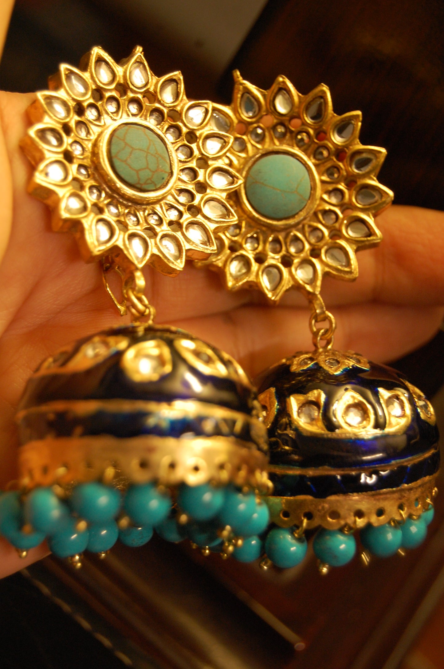 BLUE MEENA & FEROZA KUNDAN JHUMKAS