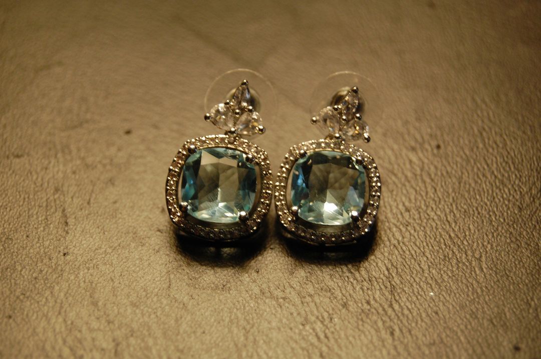 ELEGANT ZIRCON & AQUAMARINE EARRINGS