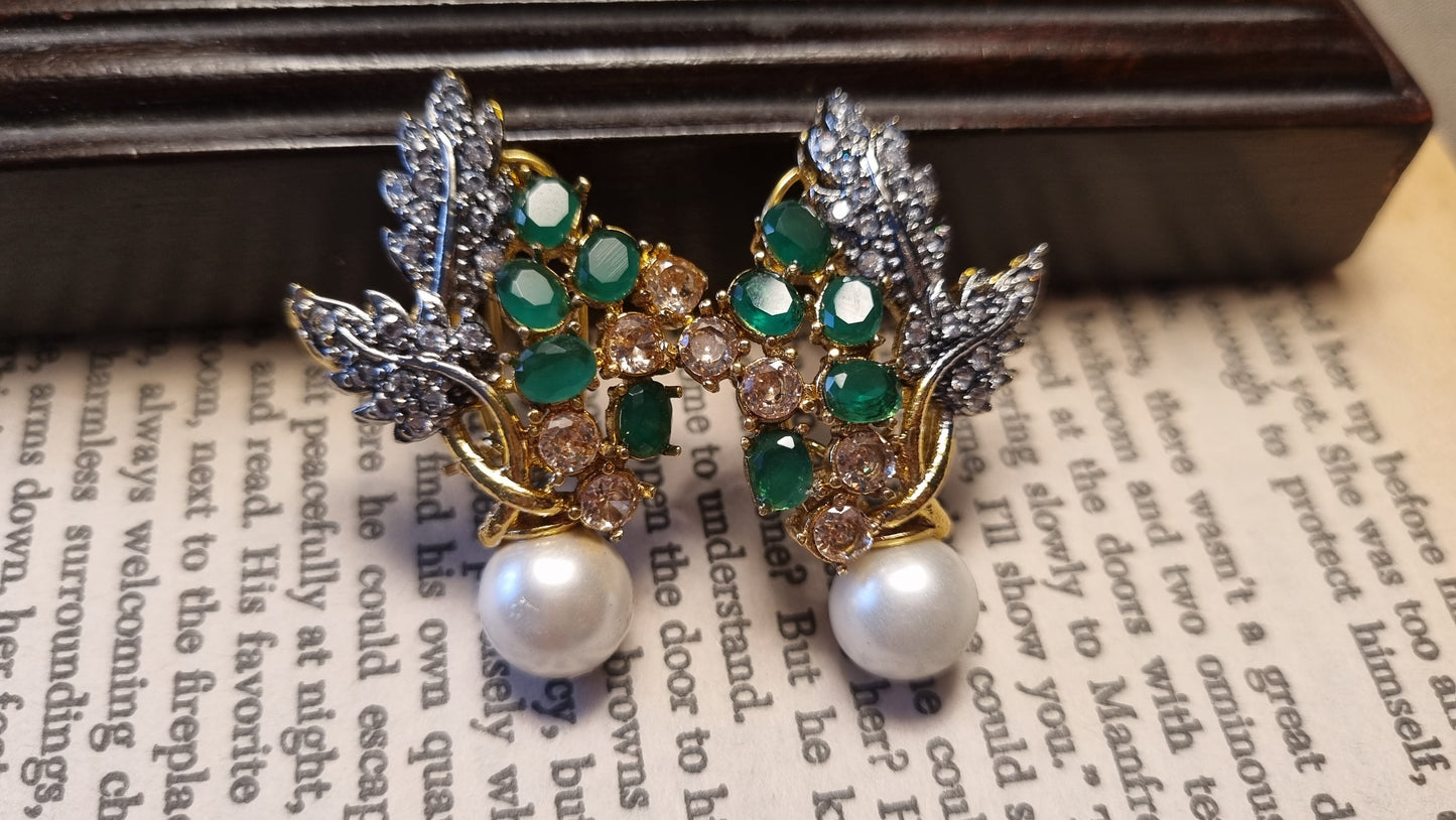 GREEN & ZIRCON EARRINGS