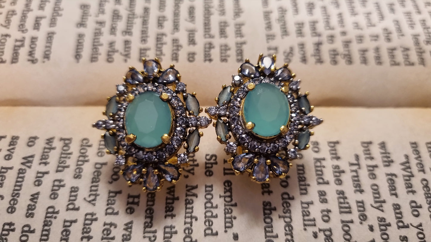 JADE GREEN ZIRCON EARRINGS
