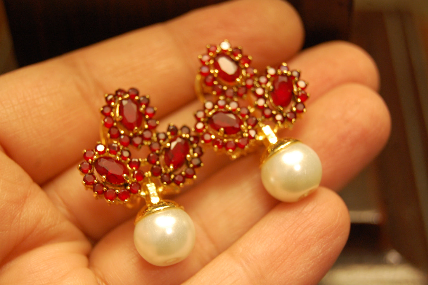 RED & PEARL EARRINGS