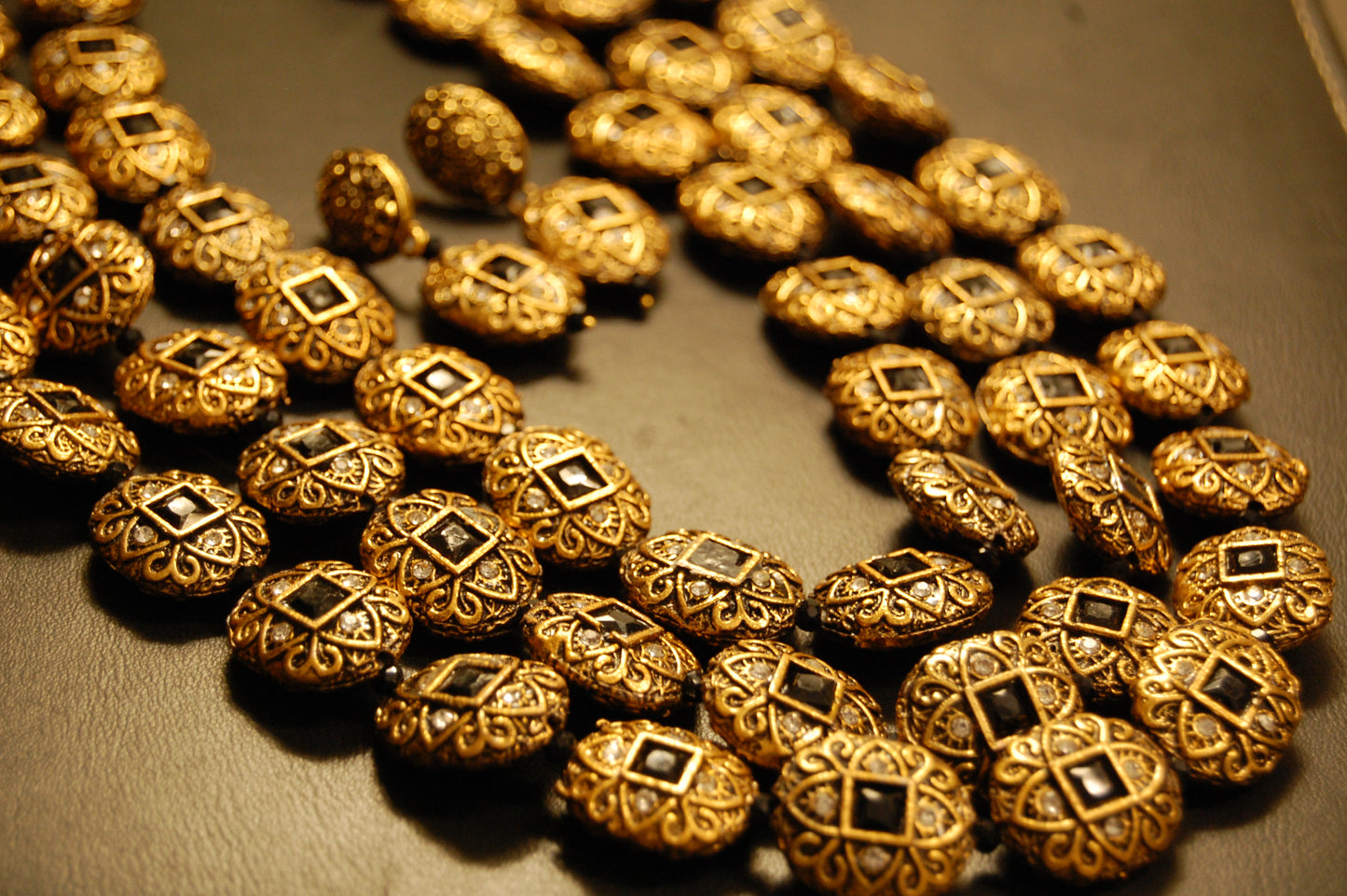 3 LAYERED MALA WITH BLACK STONES