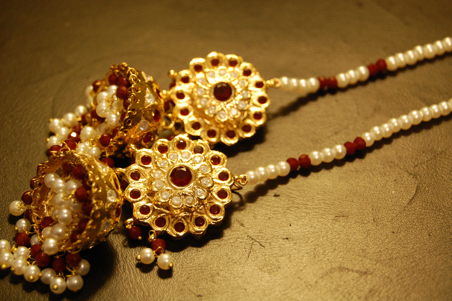 TRADITIONAL RED & KUNDAN JHUMKAS