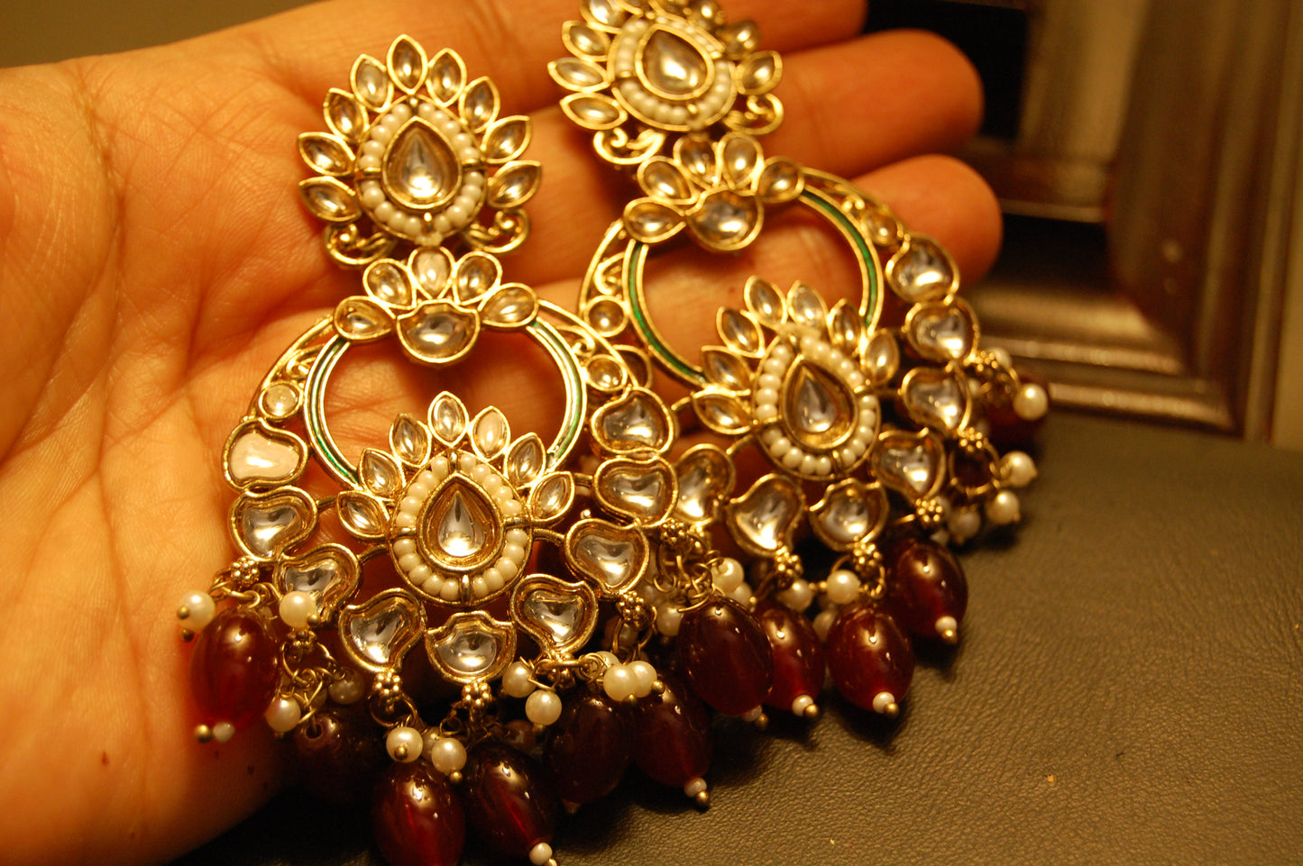 KUNDAN CHAAND BALAS WITH RED STONES