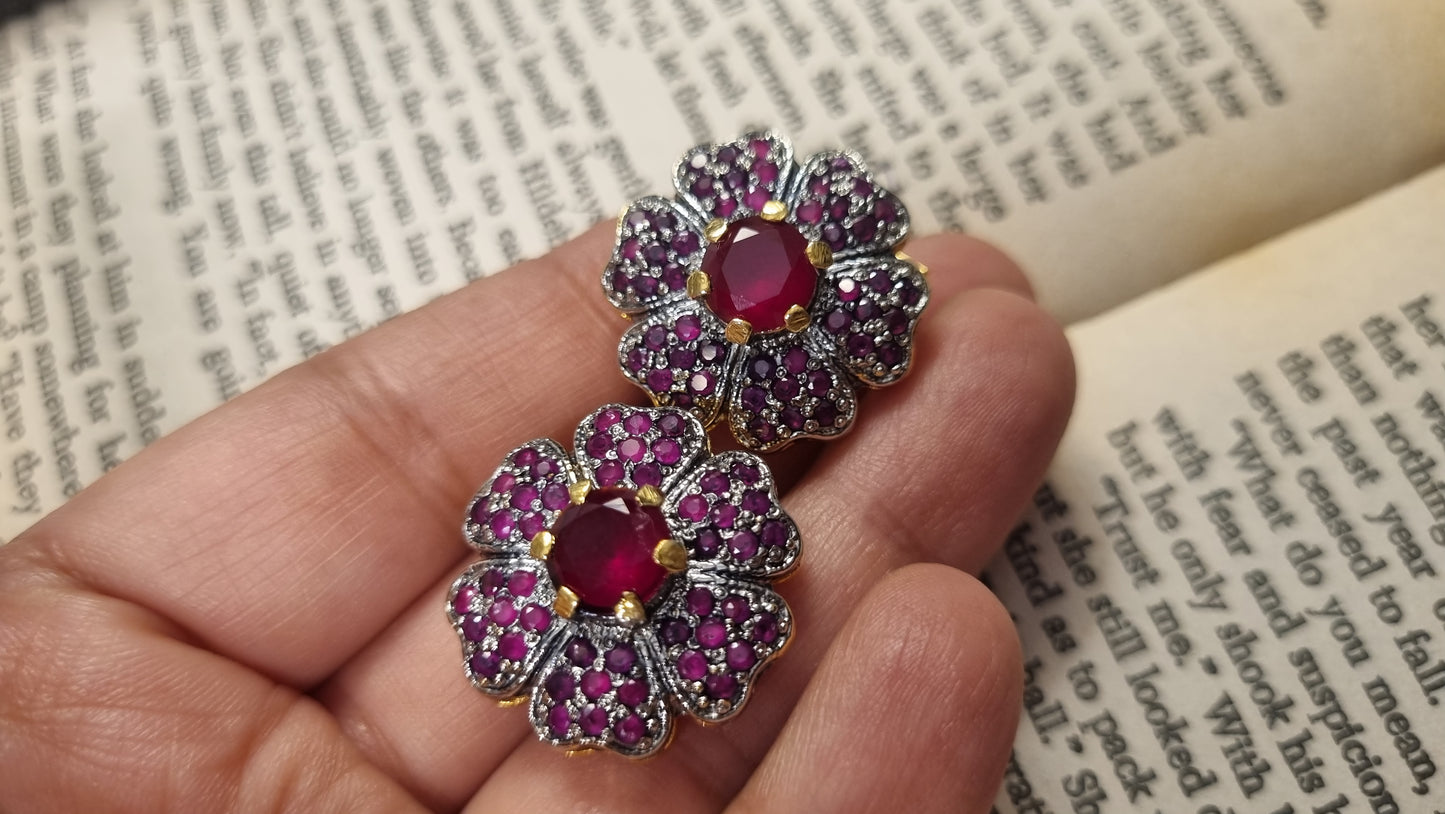 RED FLORAL EARRINGS
