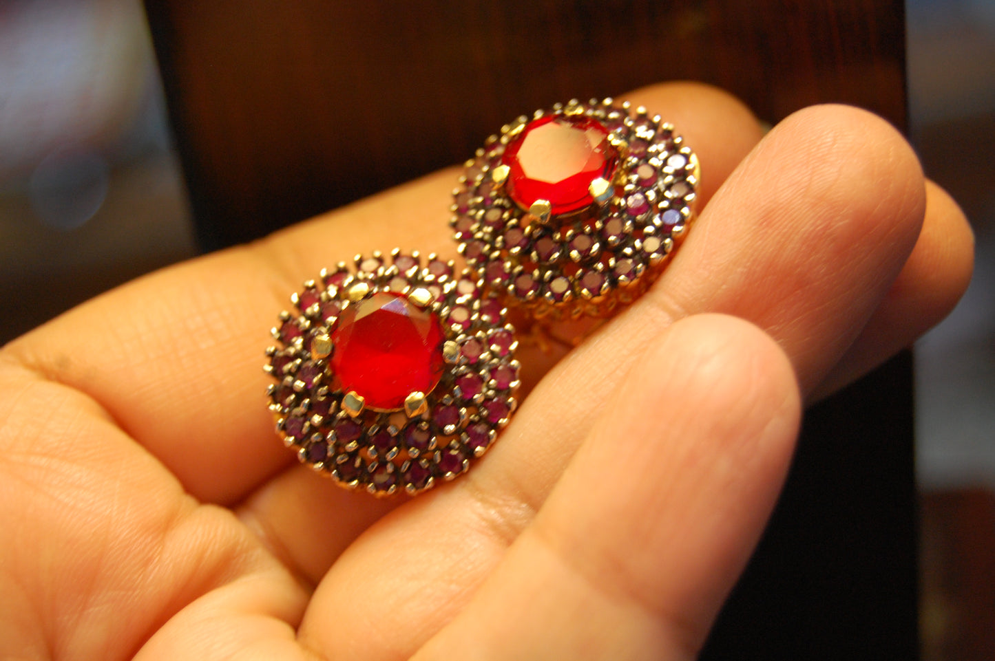 RED ZIRCON EARRINGS