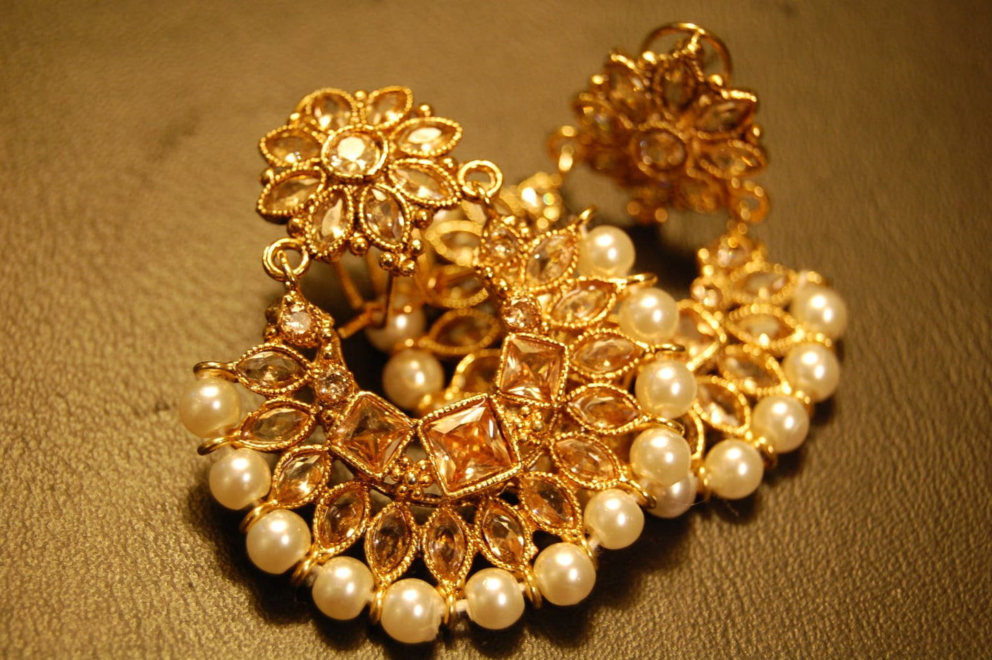 CHAAND BALIS IN PEARLS & CHAMPAGNE