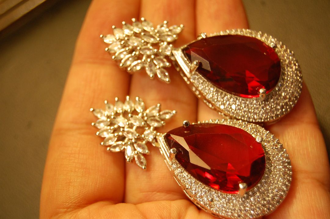 RUBY RED ZIRCON EARRINGS
