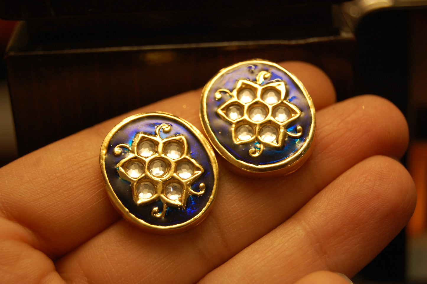 BLUE MEENA & KUNDAN EARRINGS