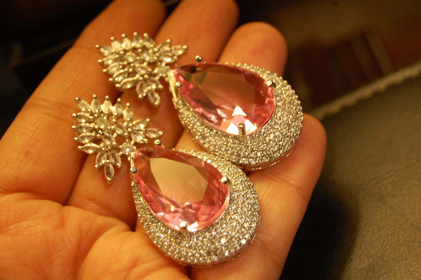PINK ZIRCON EARRINGS