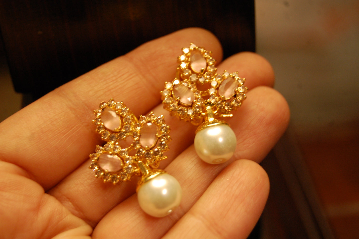 PINK & PEARL EARRINGS