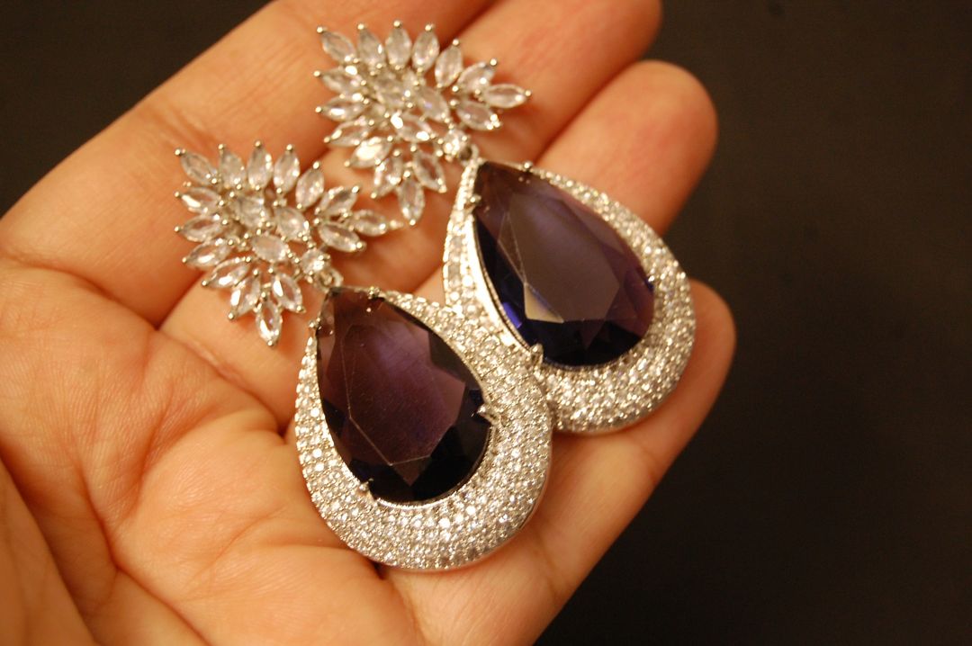 PURPLE AMETHYST ZIRCON EARRINGS