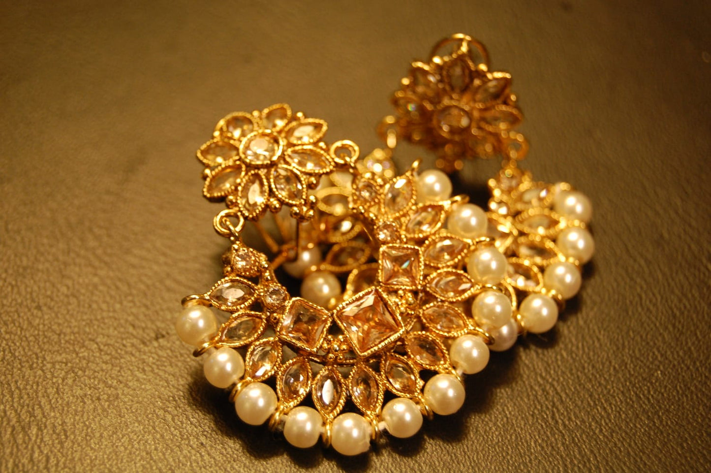 CHAAND BALIS IN PEARLS & CHAMPAGNE