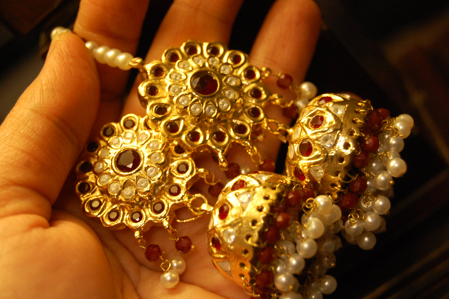 TRADITIONAL RED & KUNDAN JHUMKAS