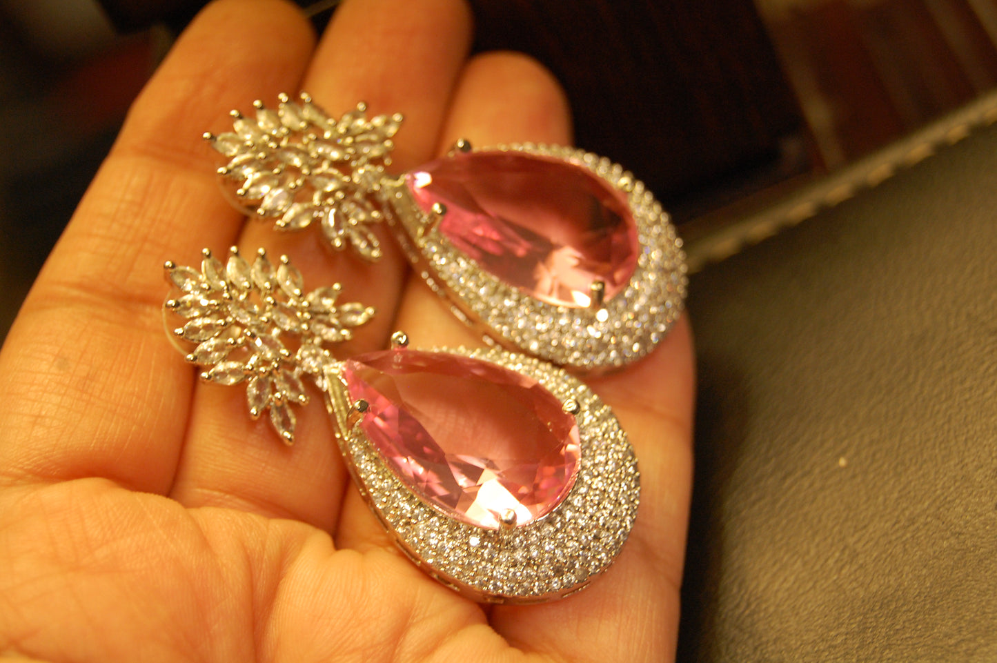 PINK ZIRCON EARRINGS