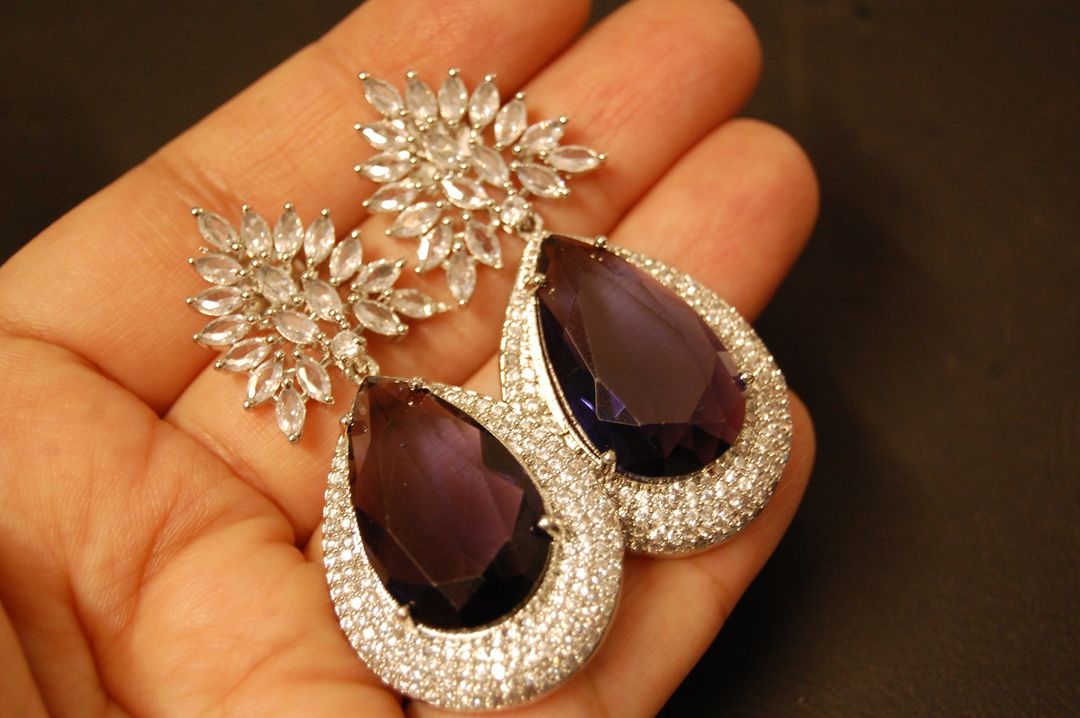 PURPLE AMETHYST ZIRCON EARRINGS