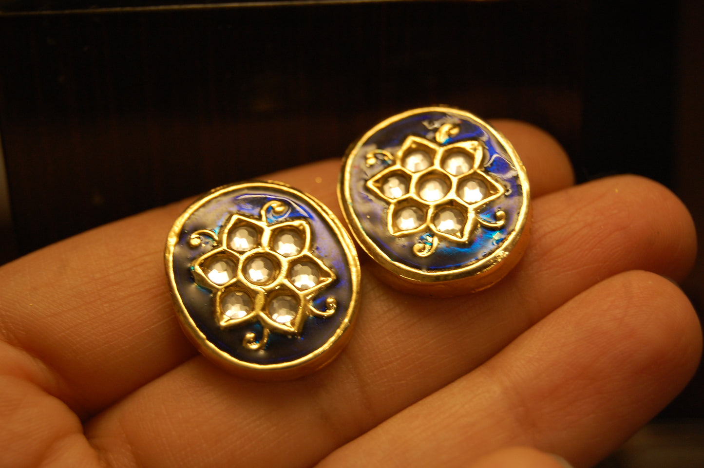 BLUE MEENA & KUNDAN EARRINGS