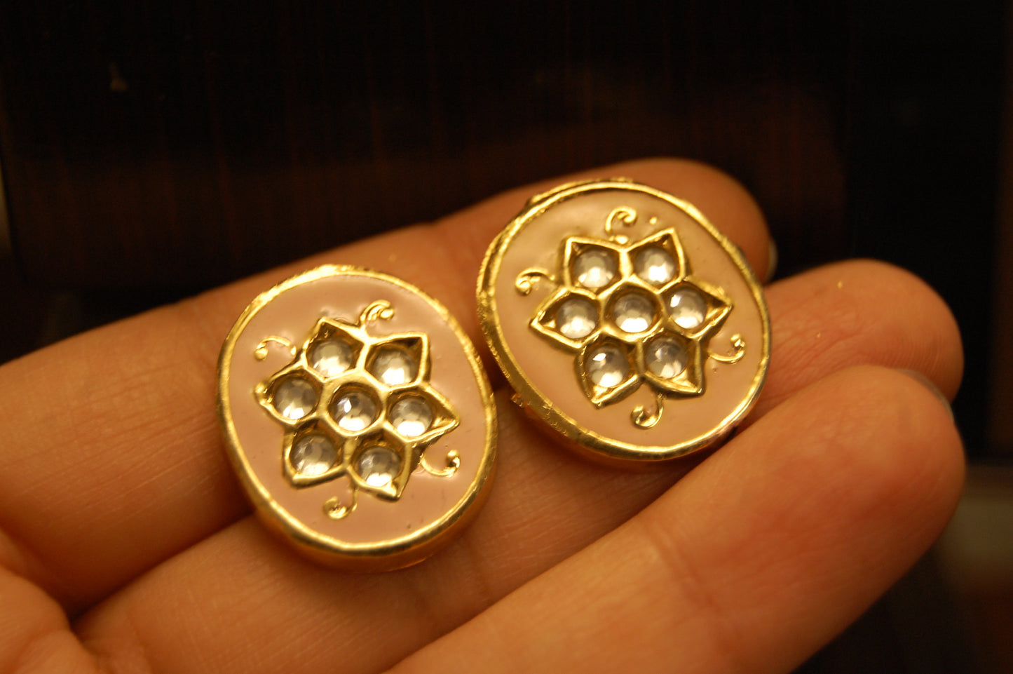 PINK MEENA & KUNDAN EARRINGS