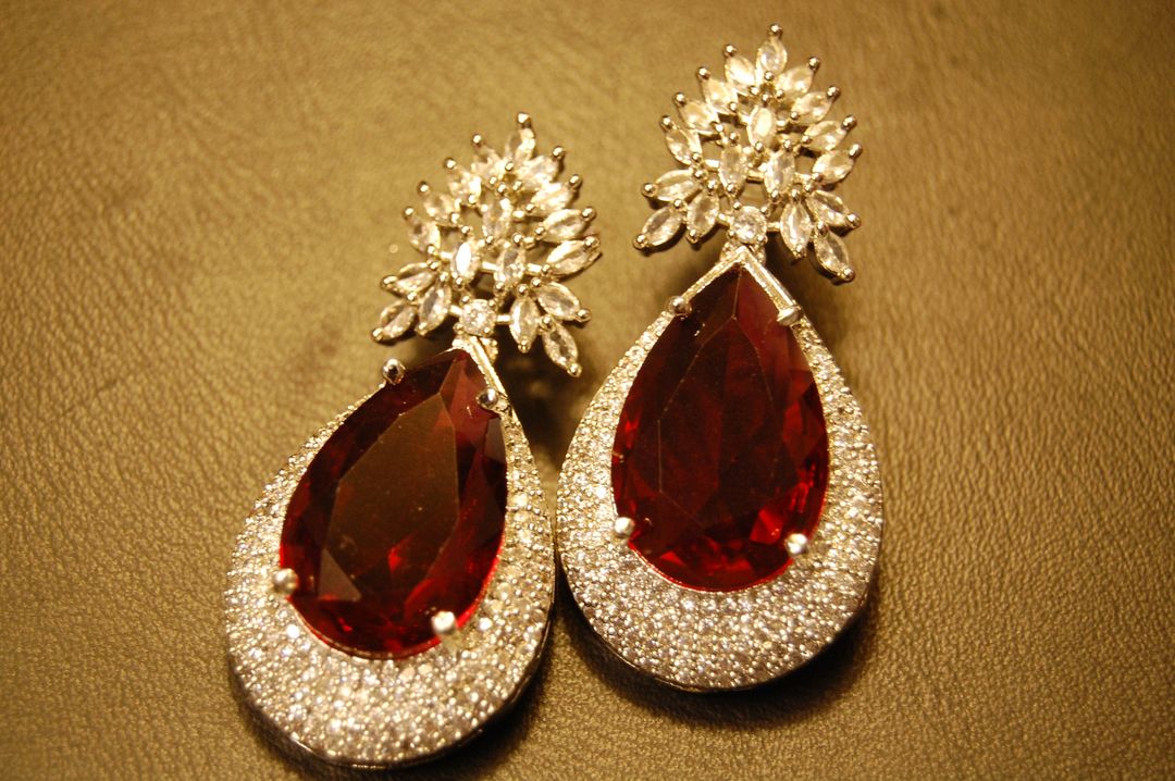 RUBY RED ZIRCON EARRINGS