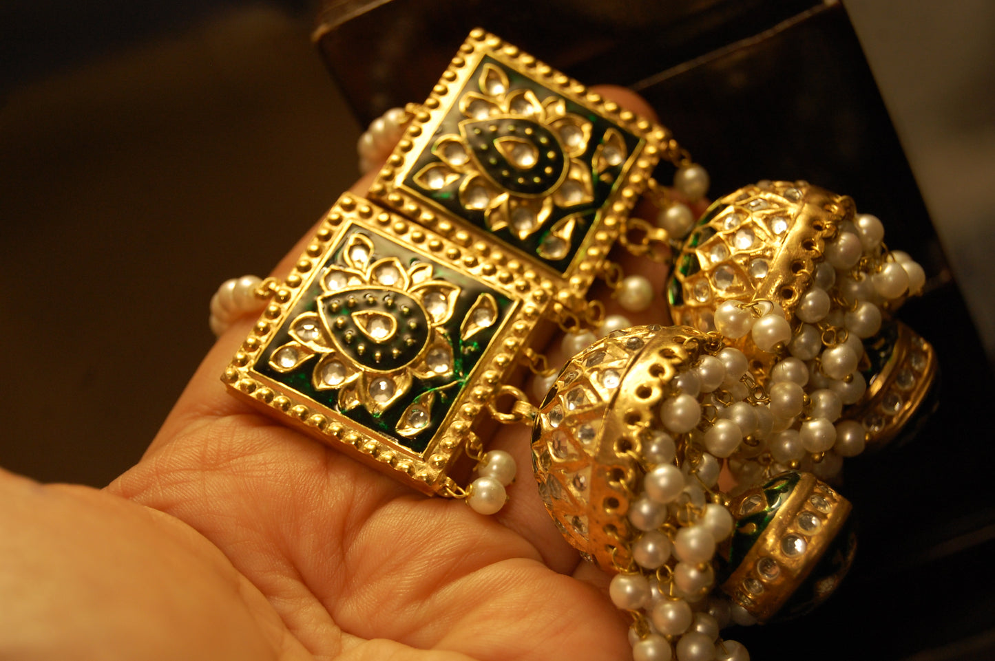 KUNDAN & GREEN MEENA MALA SET