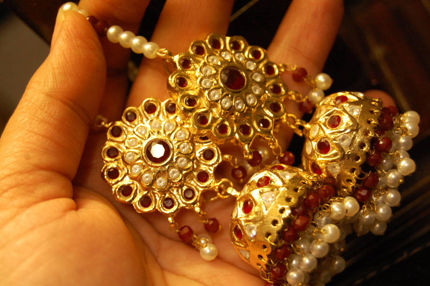 TRADITIONAL RED & KUNDAN JHUMKAS