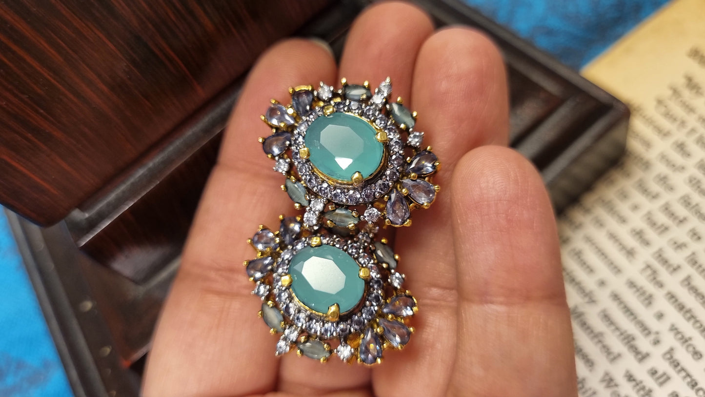 JADE GREEN ZIRCON EARRINGS