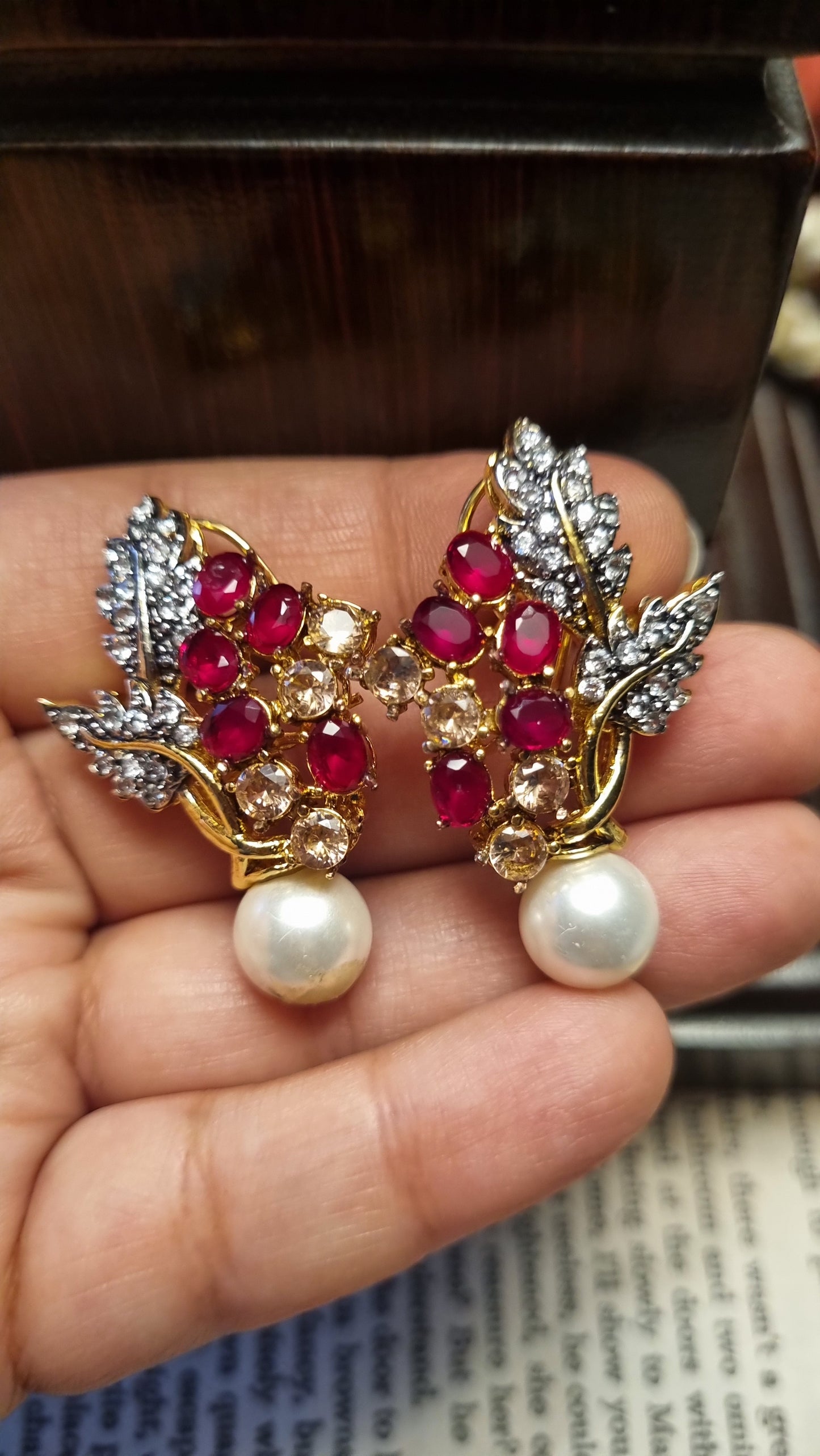 RUBY RED & ZIRCON EARRINGS