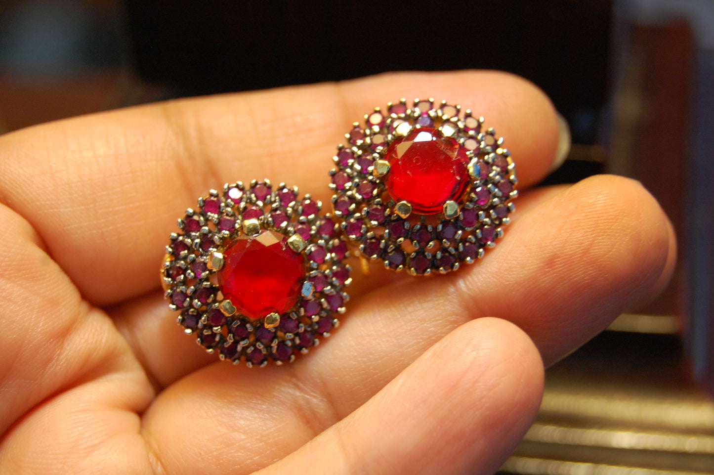 RED ZIRCON EARRINGS