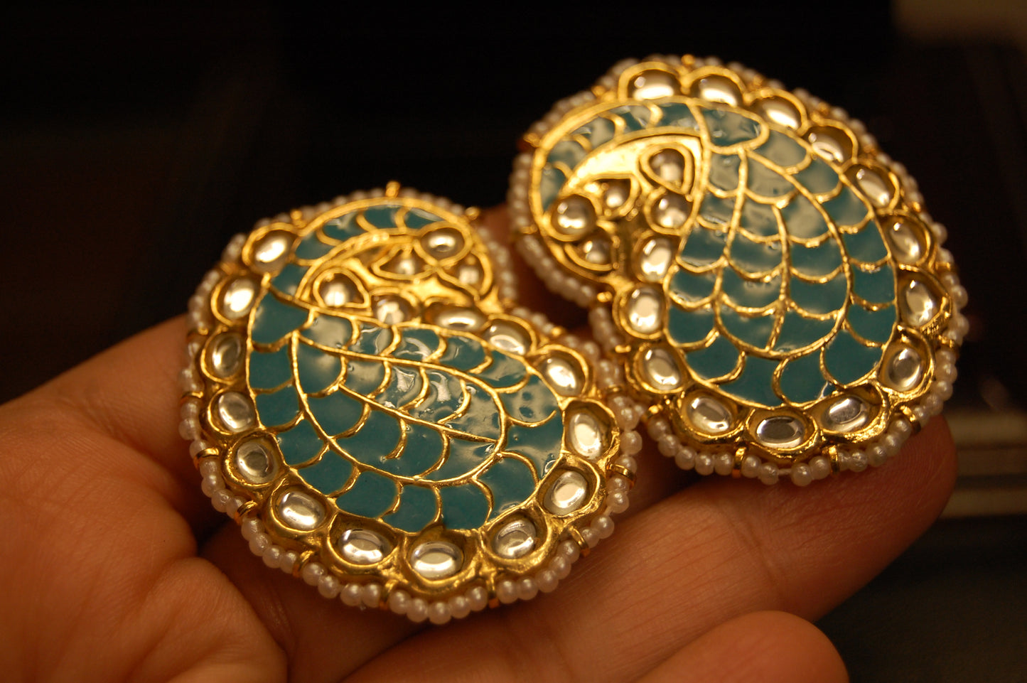 FEROZY KUNDAN & MEENA PAISLEY EARRINGS