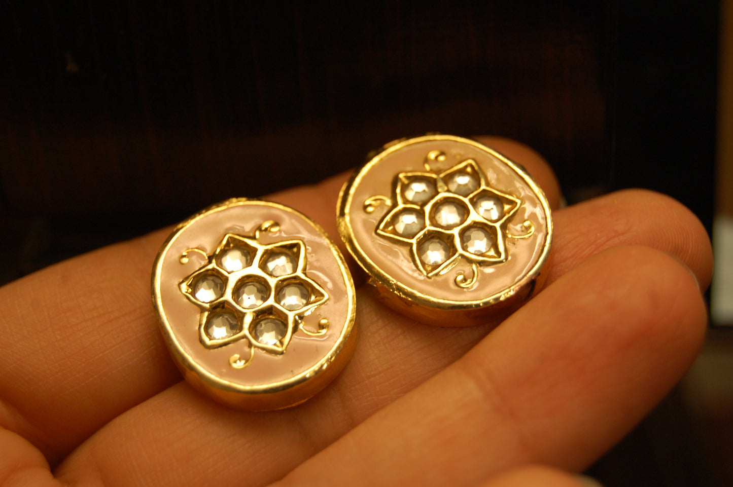 PINK MEENA & KUNDAN EARRINGS