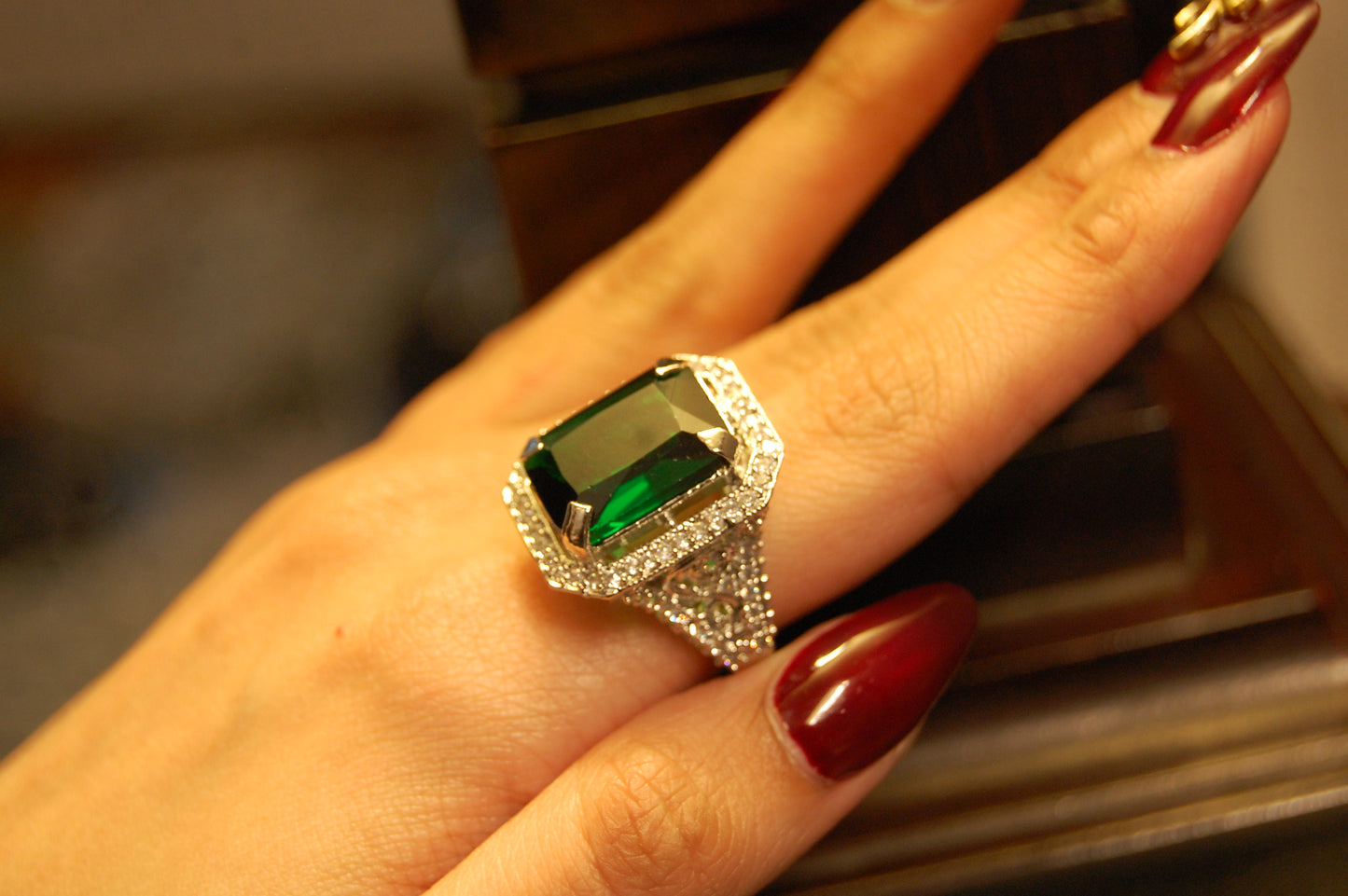 GREEN & ZIRCON RING