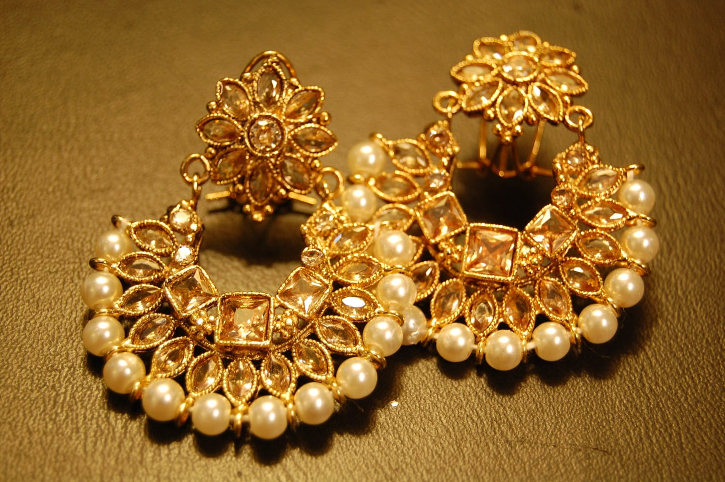 CHAAND BALIS IN PEARLS & CHAMPAGNE