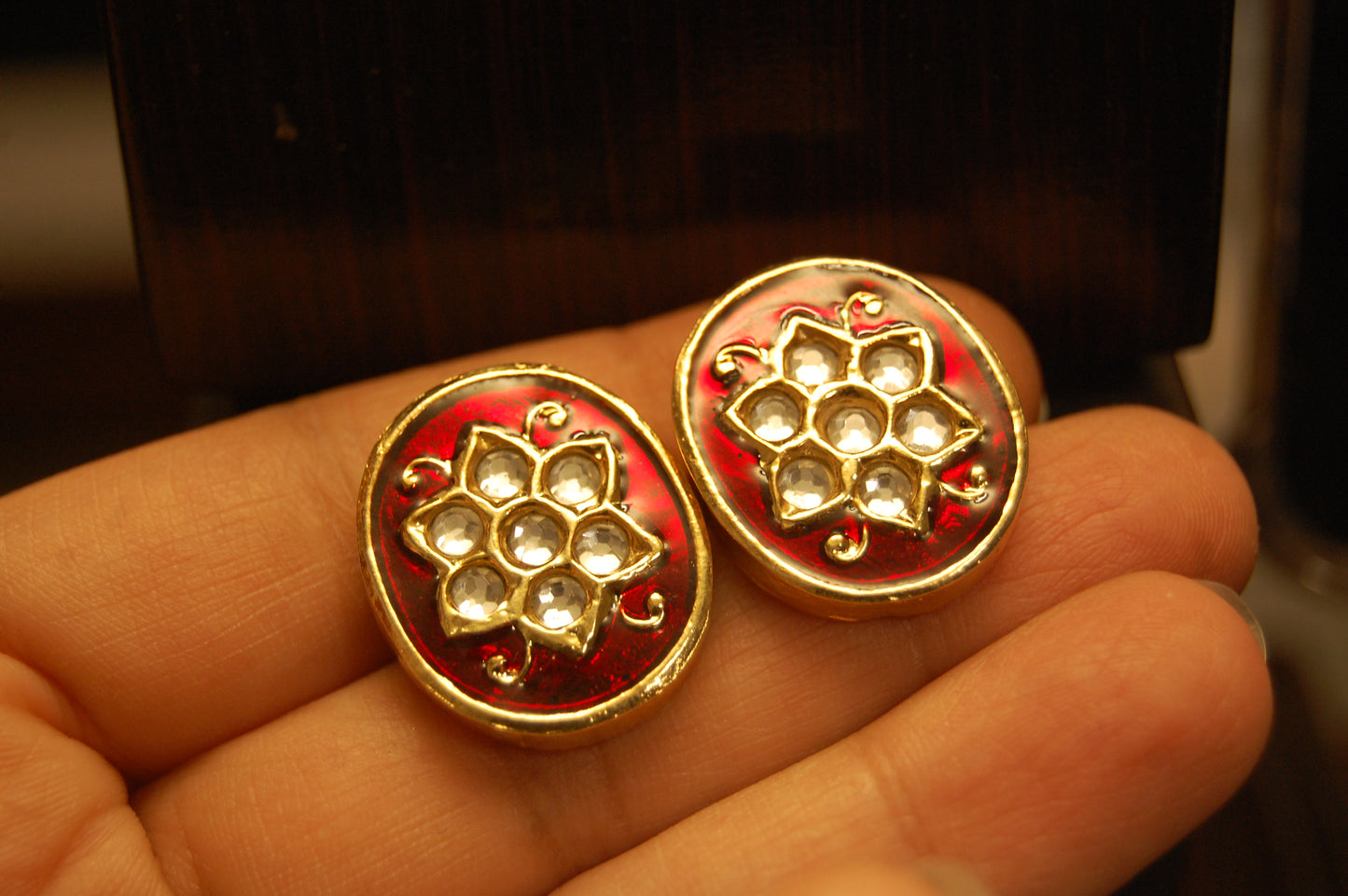 RED MEENA & KUNDAN EARRINGS