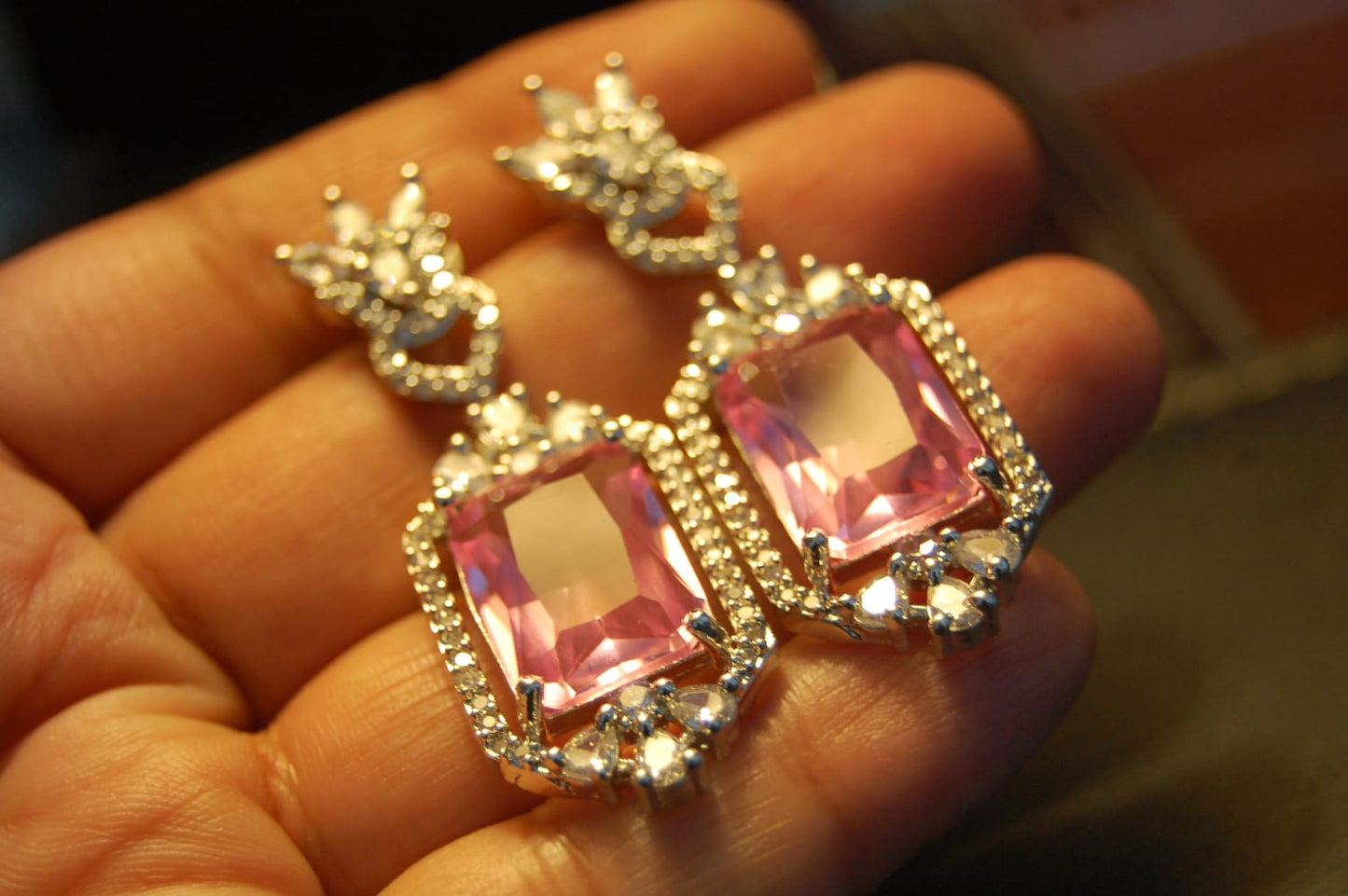 PINK ZIRCON EARRINGS