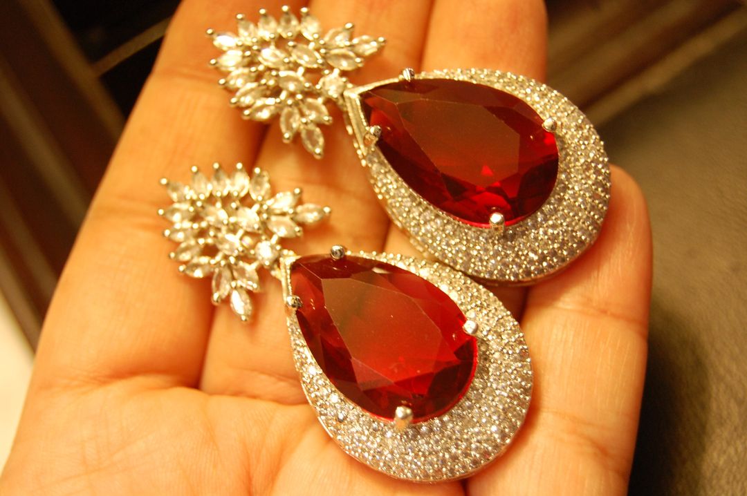 RUBY RED ZIRCON EARRINGS
