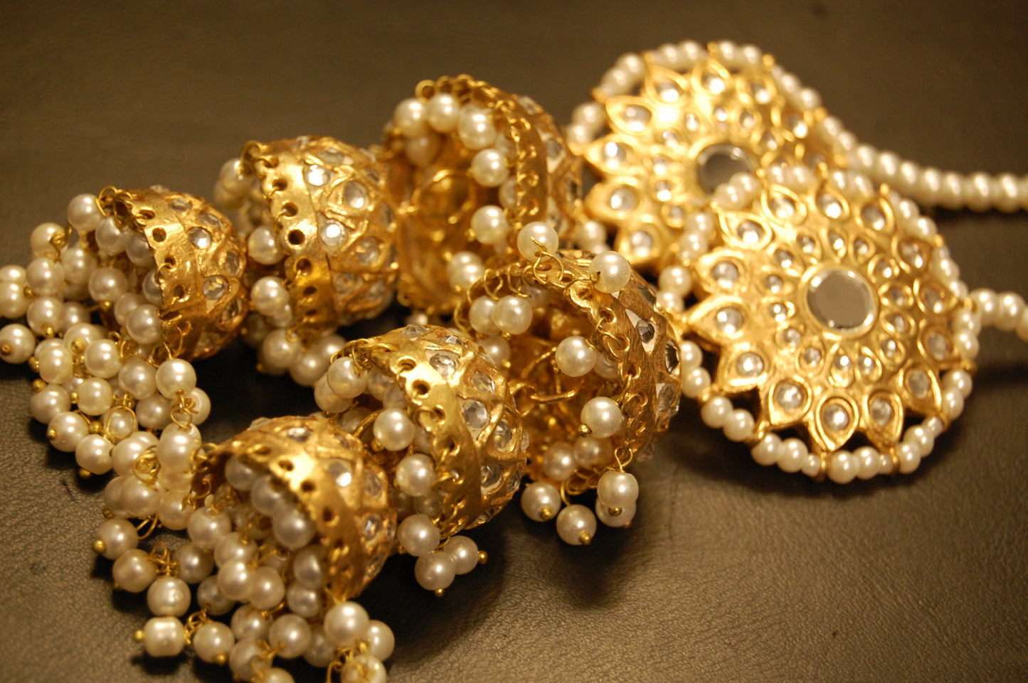 THREE LAYERED KUNDAN JHUMKAS