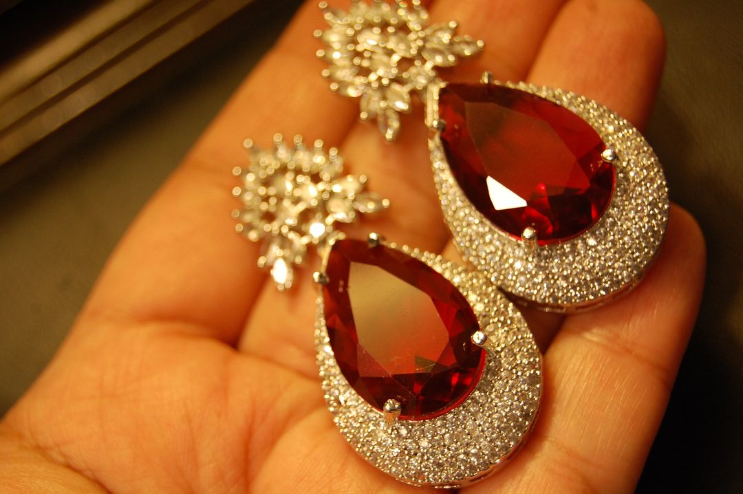 RUBY RED ZIRCON EARRINGS