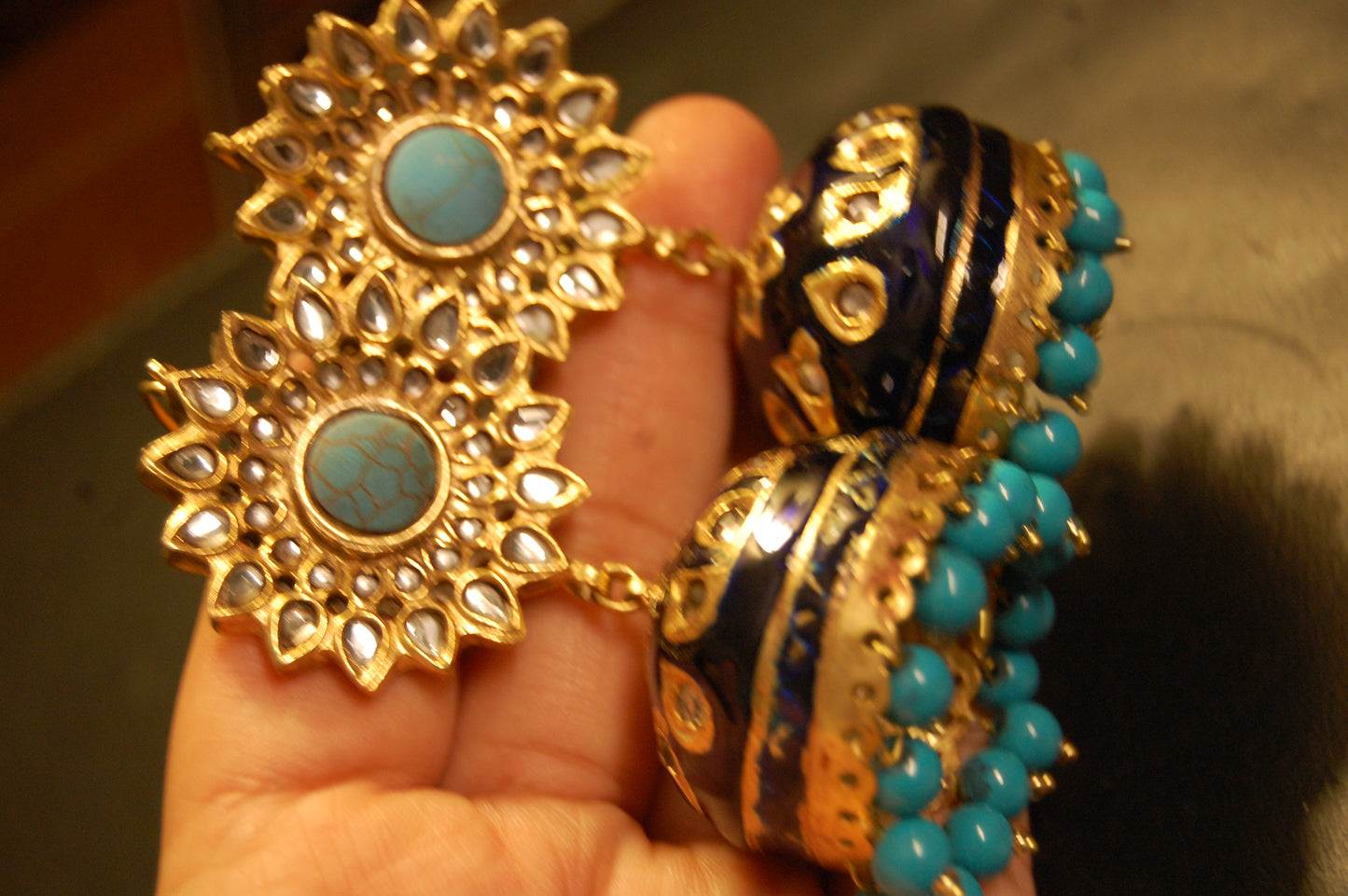 BLUE MEENA & FEROZA KUNDAN JHUMKAS