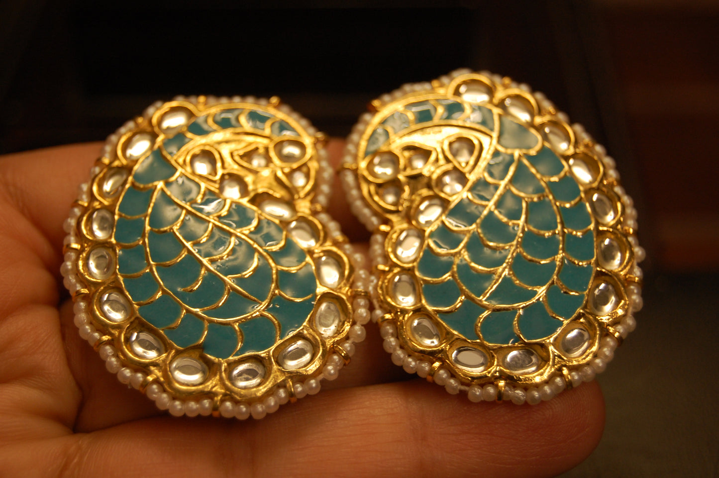 FEROZY KUNDAN & MEENA PAISLEY EARRINGS