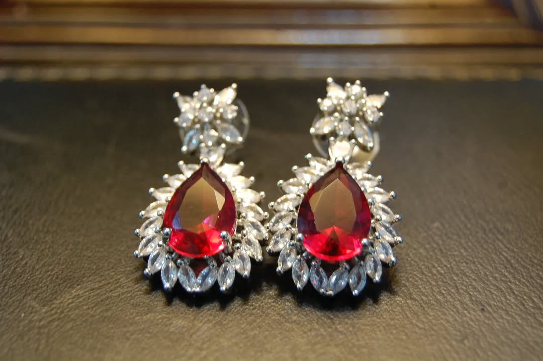 RED & ZIRCON EARRINGS
