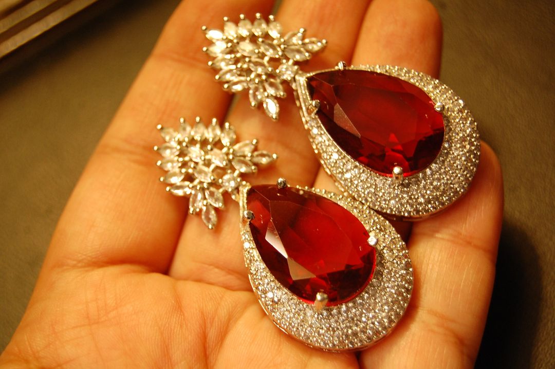 RUBY RED ZIRCON EARRINGS