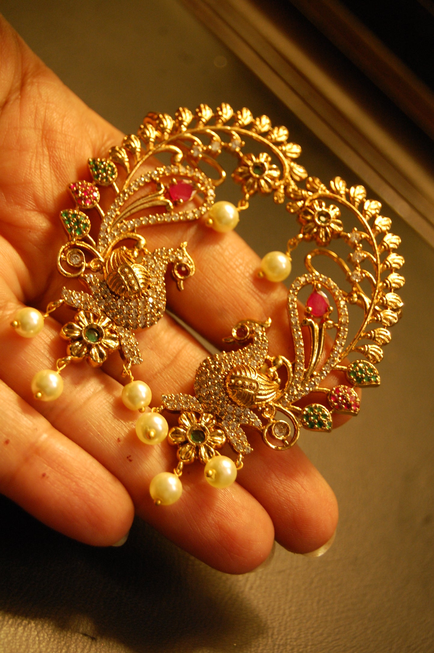 SOUTH INDIAN EARRINGS IN RED & GREEN